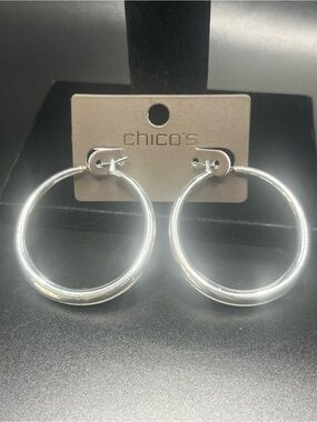Chico's Polished Silver-Tone Hoop Earring